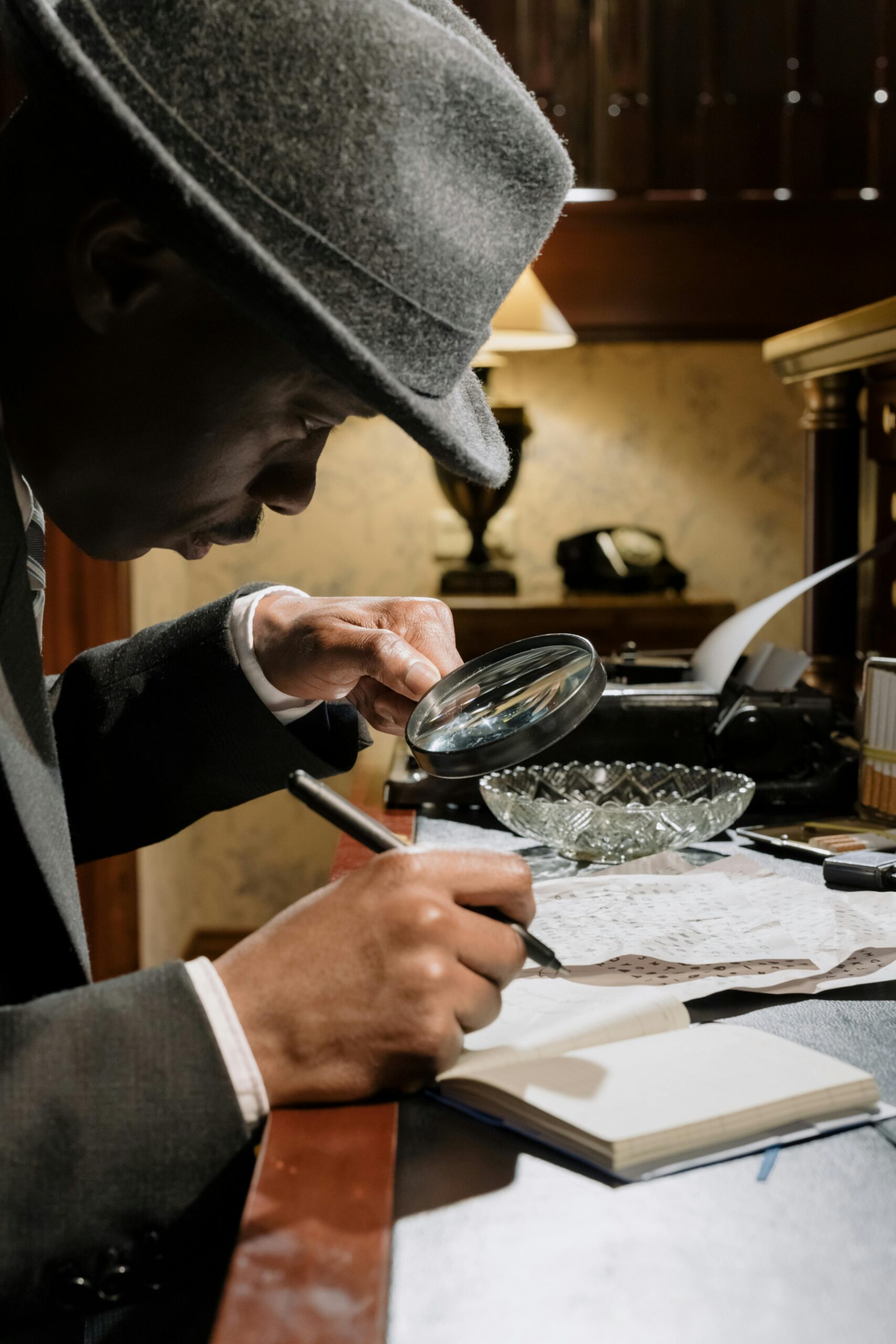 A man using a magnifying glass to inspect something | Source: Pexels