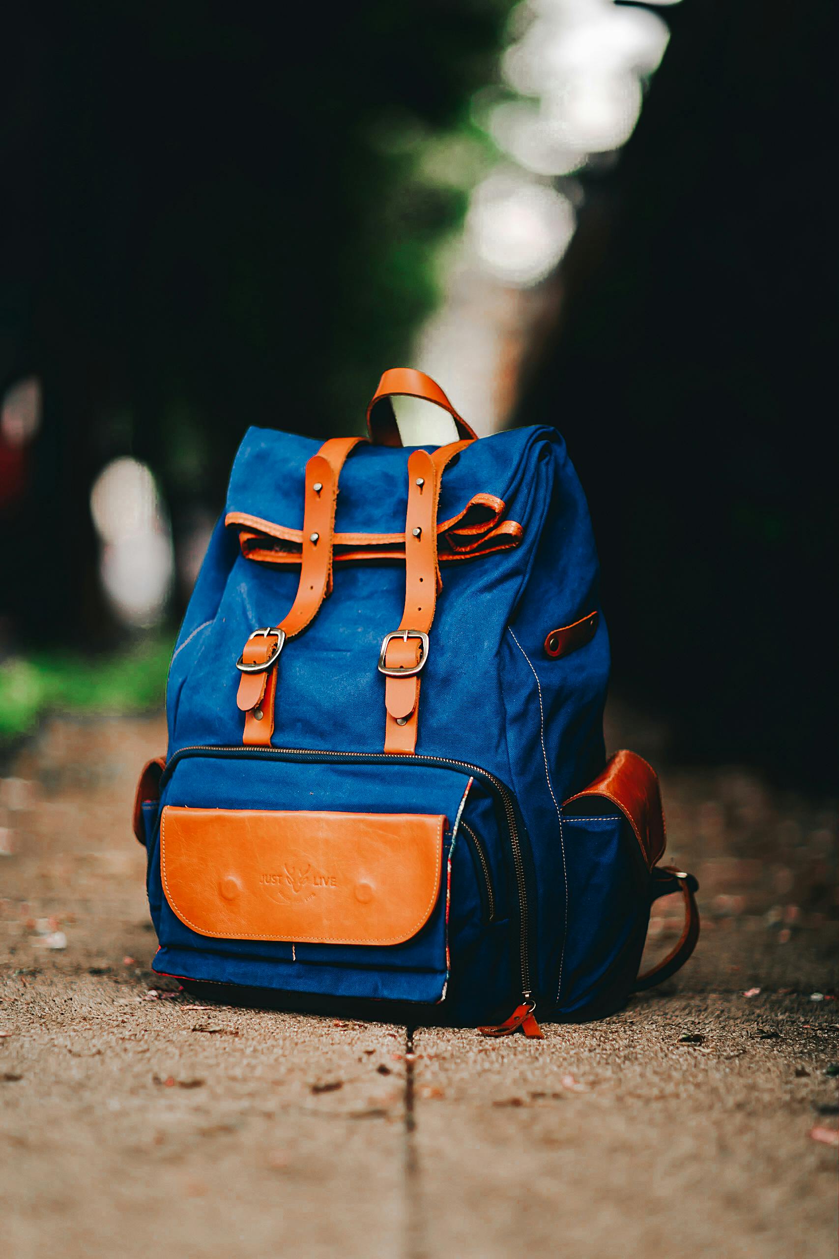 An image of a blue backpack. | Source: Pexels