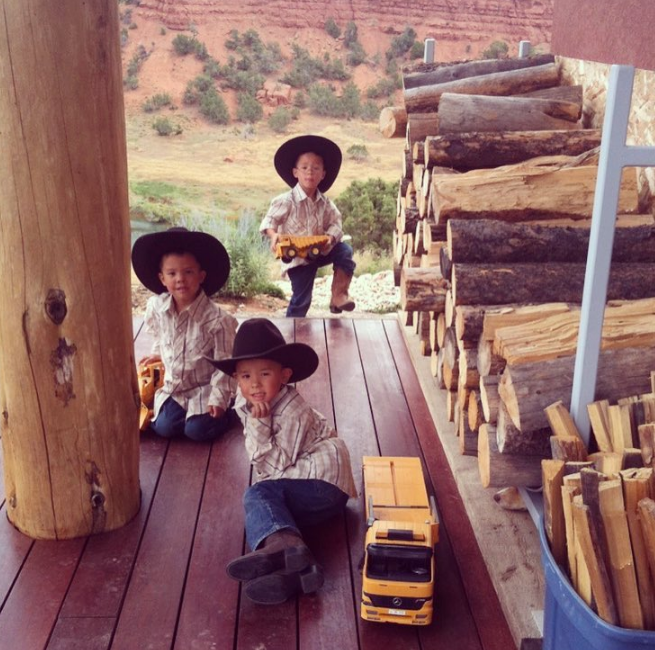 Jon and Kate's marriage fell apart, leading to a highly publicized custody dispute. As seen in this photo, the three boys played with trucks while dressed as cowboys on December 14, 2017.