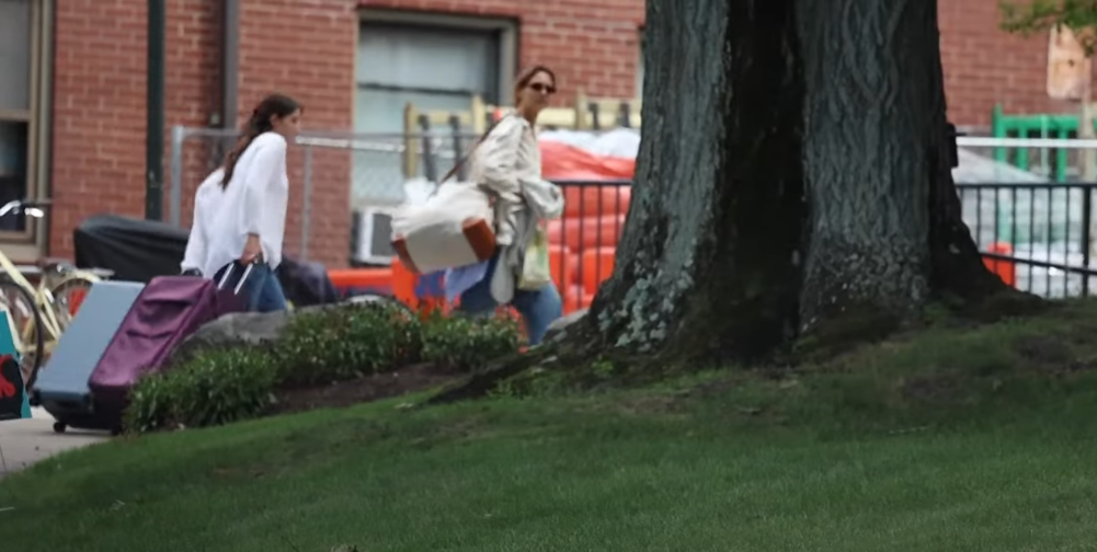Katie Holmes and daughter, Suri, seen taking bags into college dorm, dated August 20, 2024