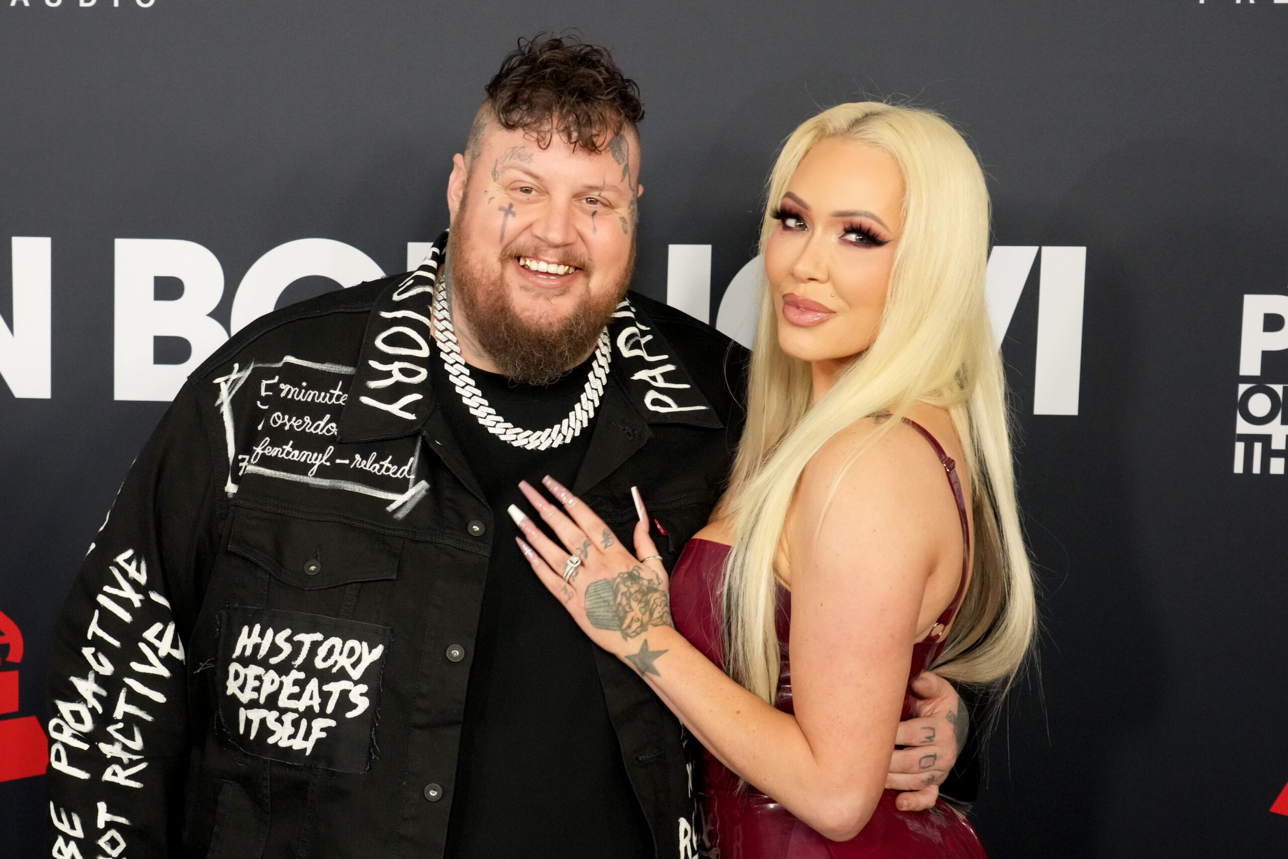 Jelly Roll and Bunnie XO appear together on the red carpet. In February, he tearfully thanked her for changing his life while accepting a Grammy Award.
