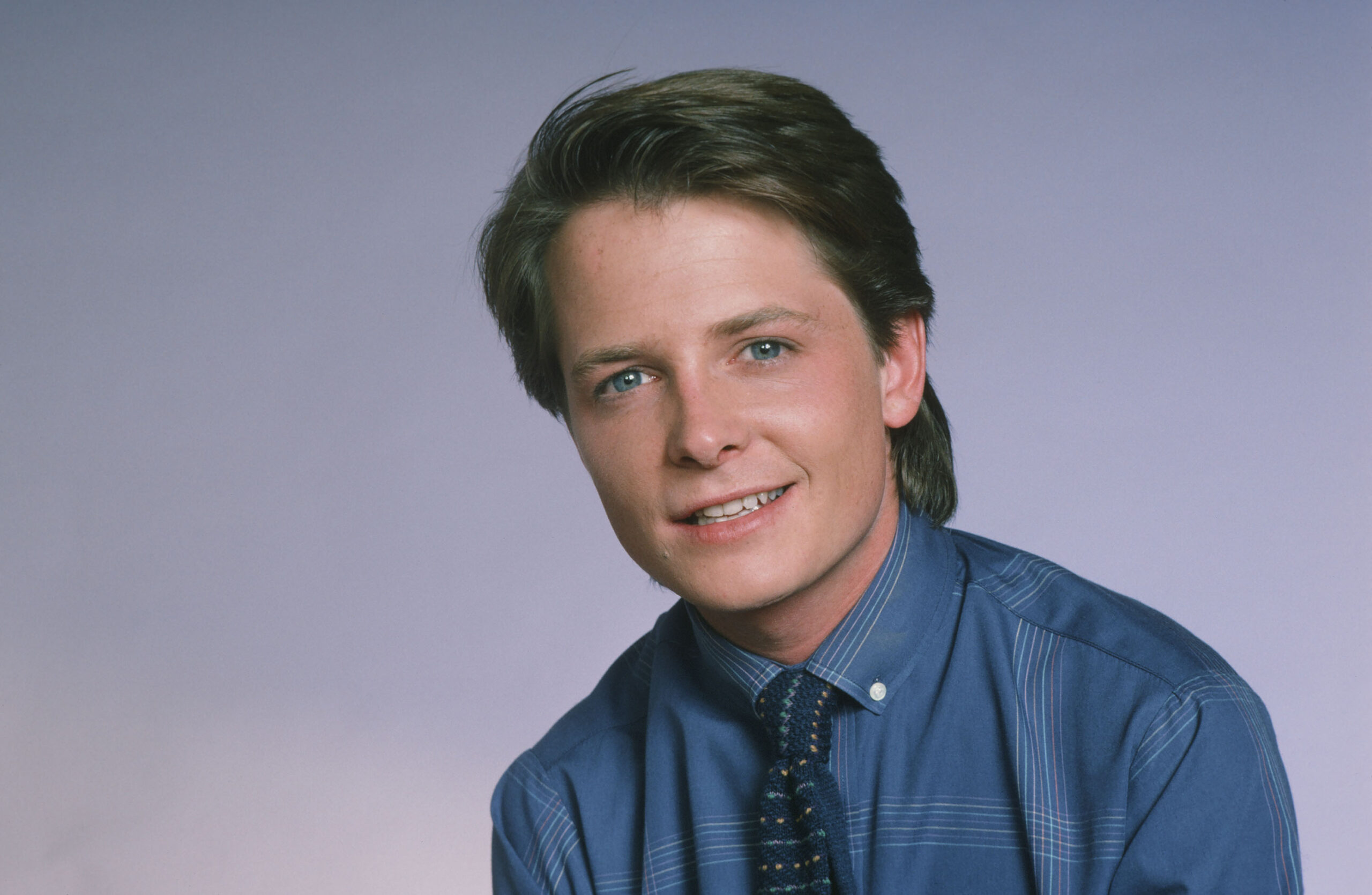 Michael J. Fox on the set of "Family Ties," 1985