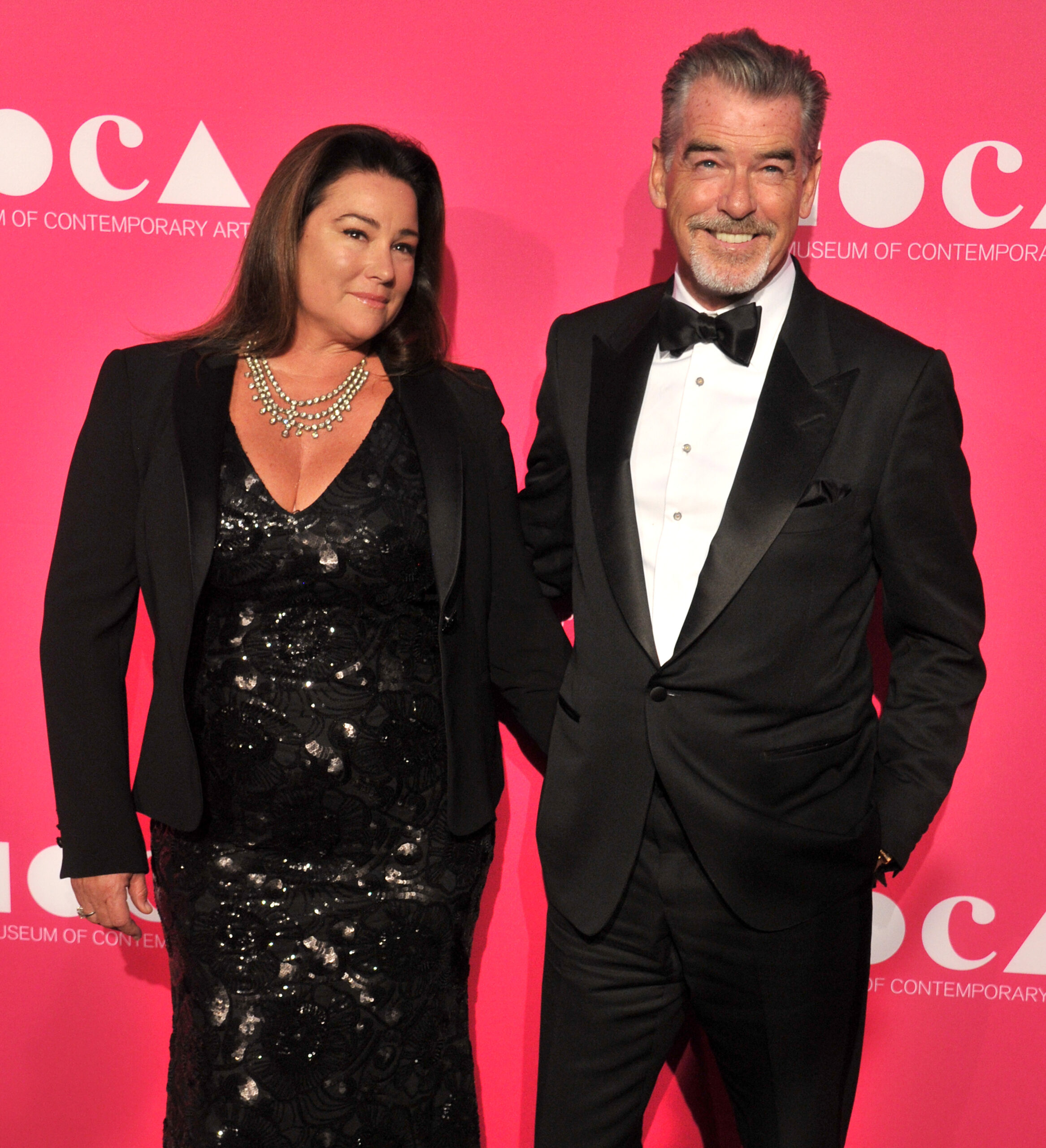 Keely Shaye Smith and Pierce Brosnan arrive at the MOCA Gala on April 29, 2017, in Los Angeles, California.
