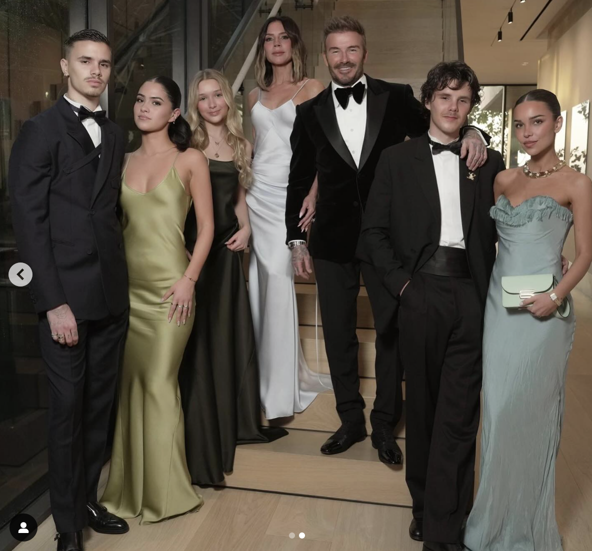 Brooklyn, Nicola, Harper, Victoria and David Beckham are seen with Kim Turnbull, in a photo dated March 31, 2025