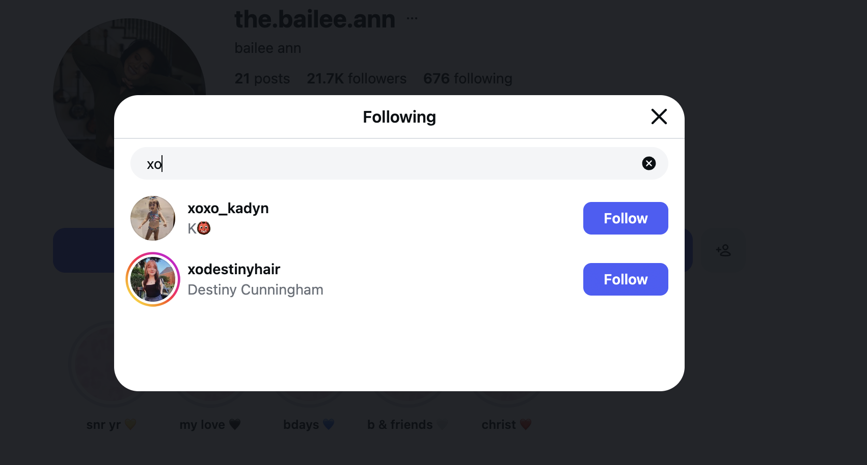 Bailee's posts were followed by another subtle development: despite previously sharing moments online, she and Bunnie now appear to be absent from each other's Instagram following lists. Neither has publicly addressed the apparent change.