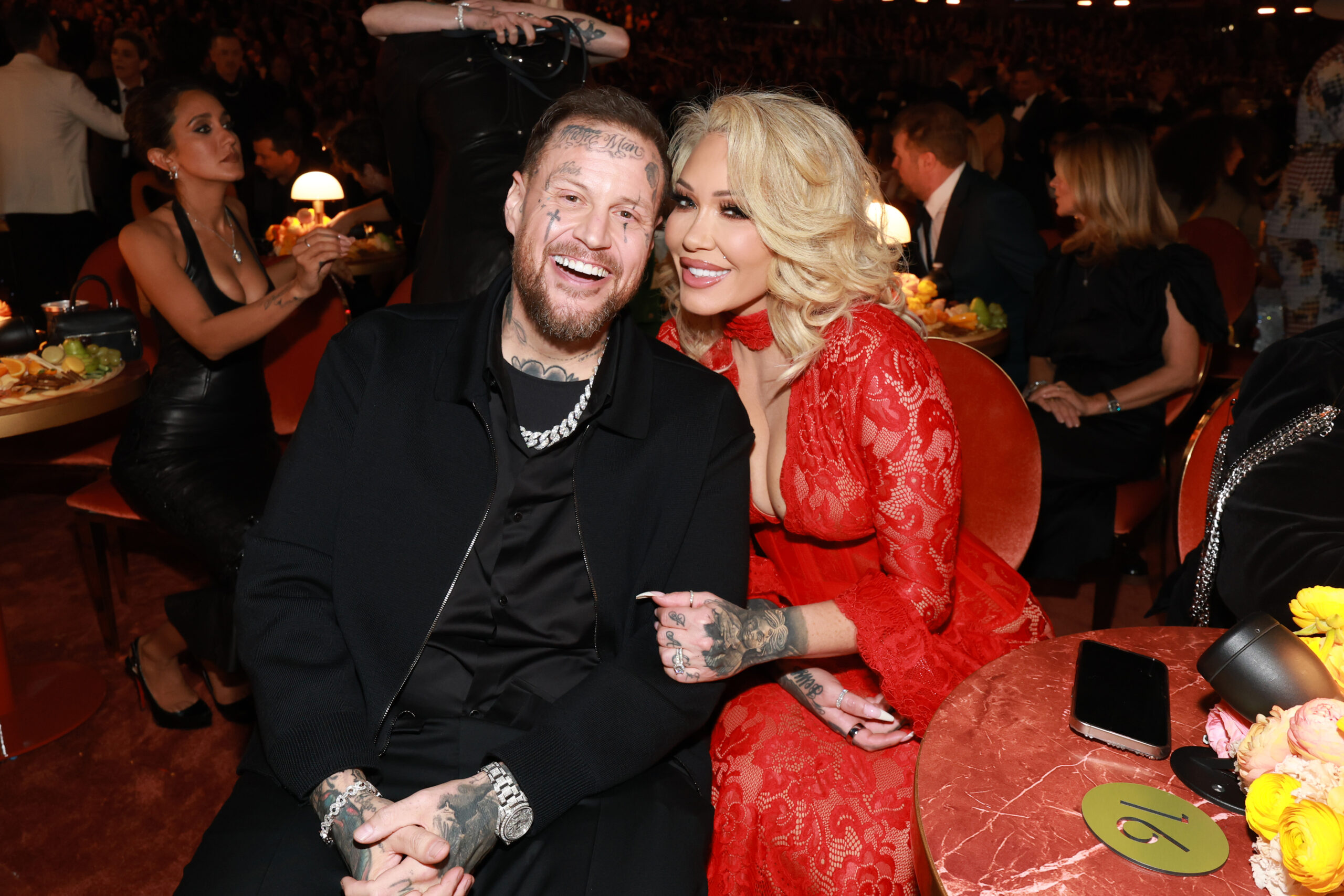 Jelly Roll and Bunnie XO attend an event together. Bunnie previously said the pair kept "evolving together" and praised him as "the best."