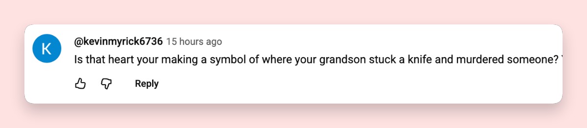 People don't think she should've been gesturing at all. This screenshot also shows a netizen's comment about Karmelo Anthony's grandmother's hand gestures on June 10, 2026