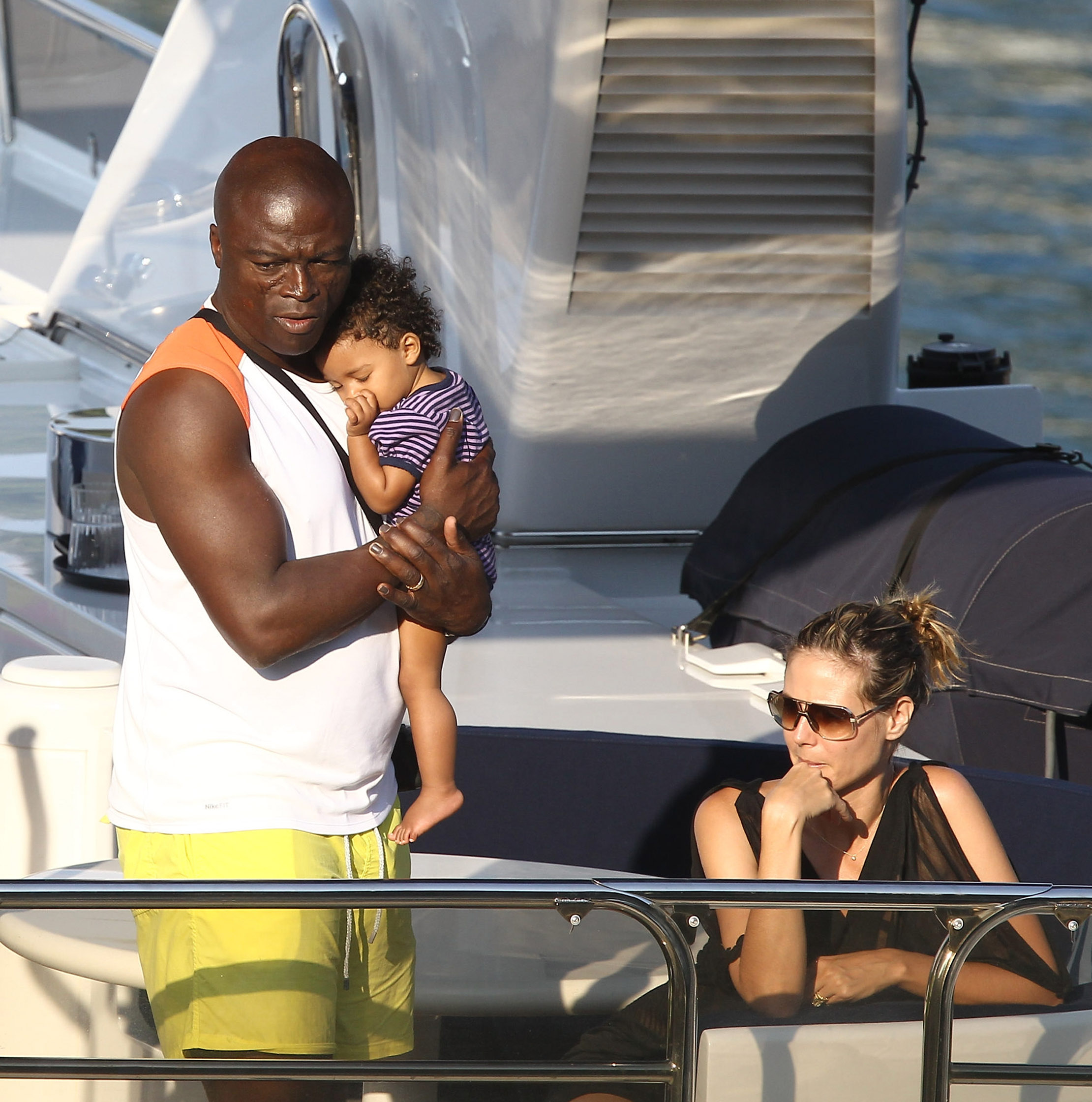 Heidi Klum and Seal spotted with their daughter Lou Samuel in Portofino, Italy, on August 4, 2010.