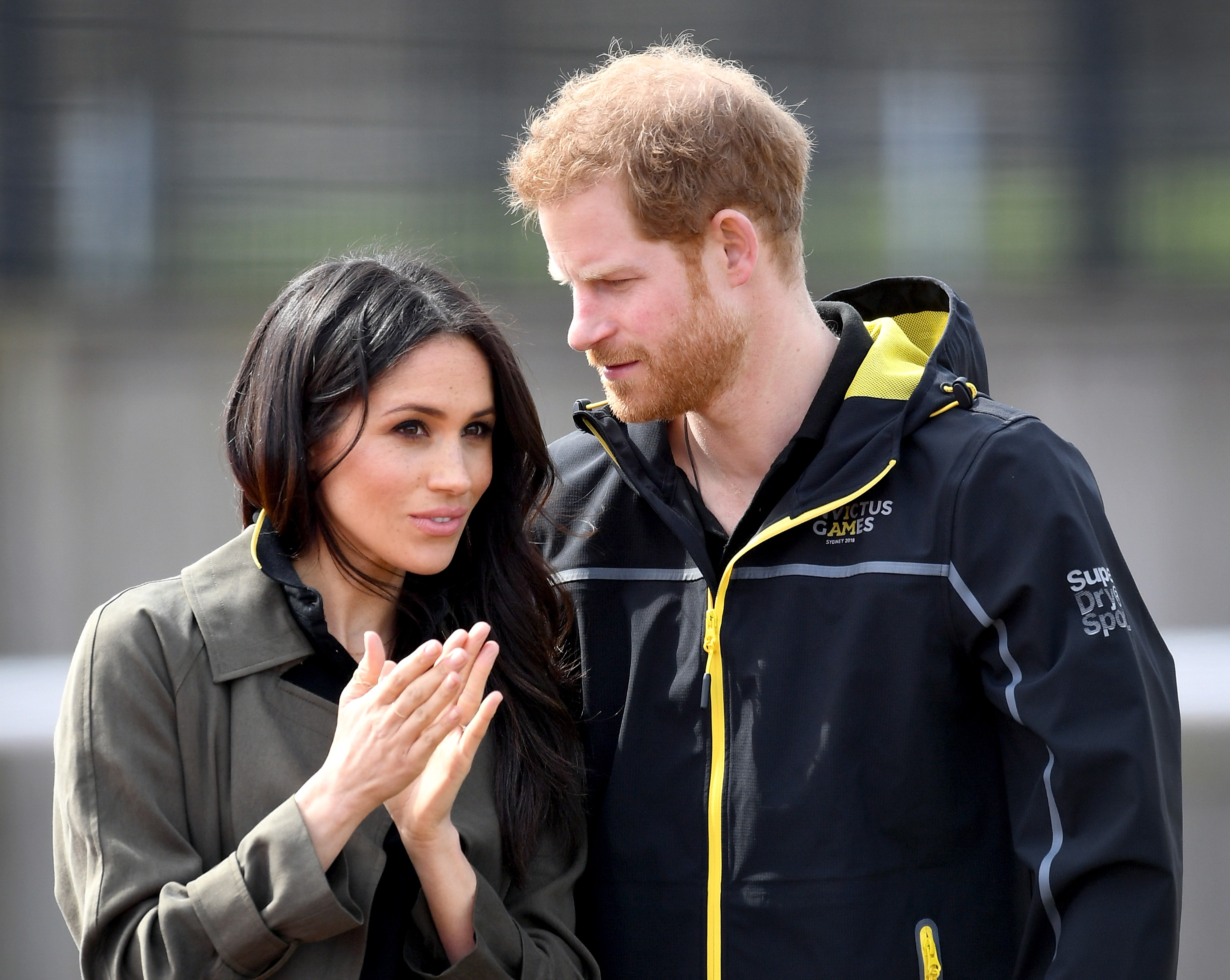 Meghan Markle (L) and Prince Harry, Patron of the Invictus Games Foundation attend the UK Team Trials for the Invictus Games Sydney