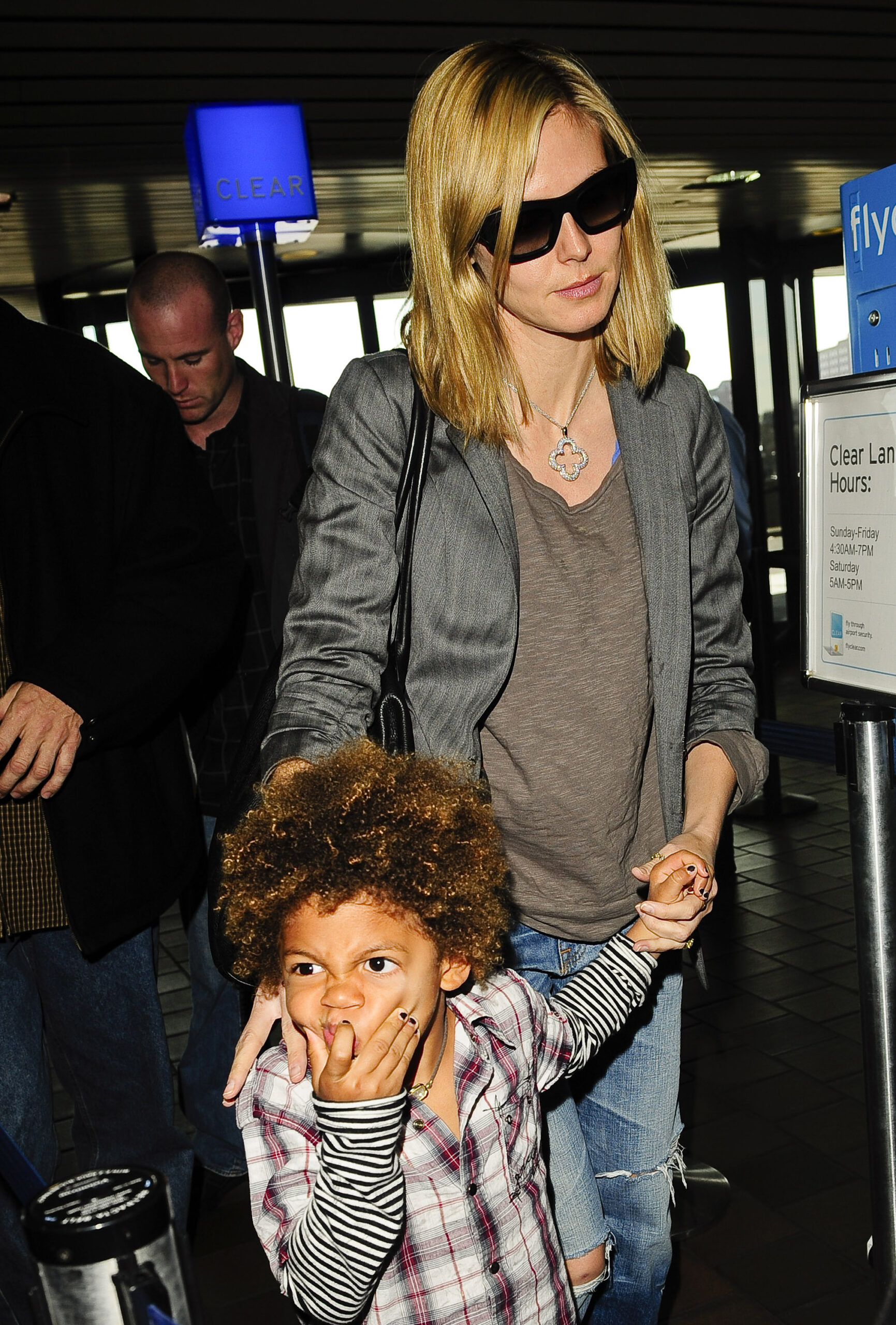 Heidi Klum and her son Henry Samuel seen at the LaGuardia Airport in New York City on April 17, 2009.