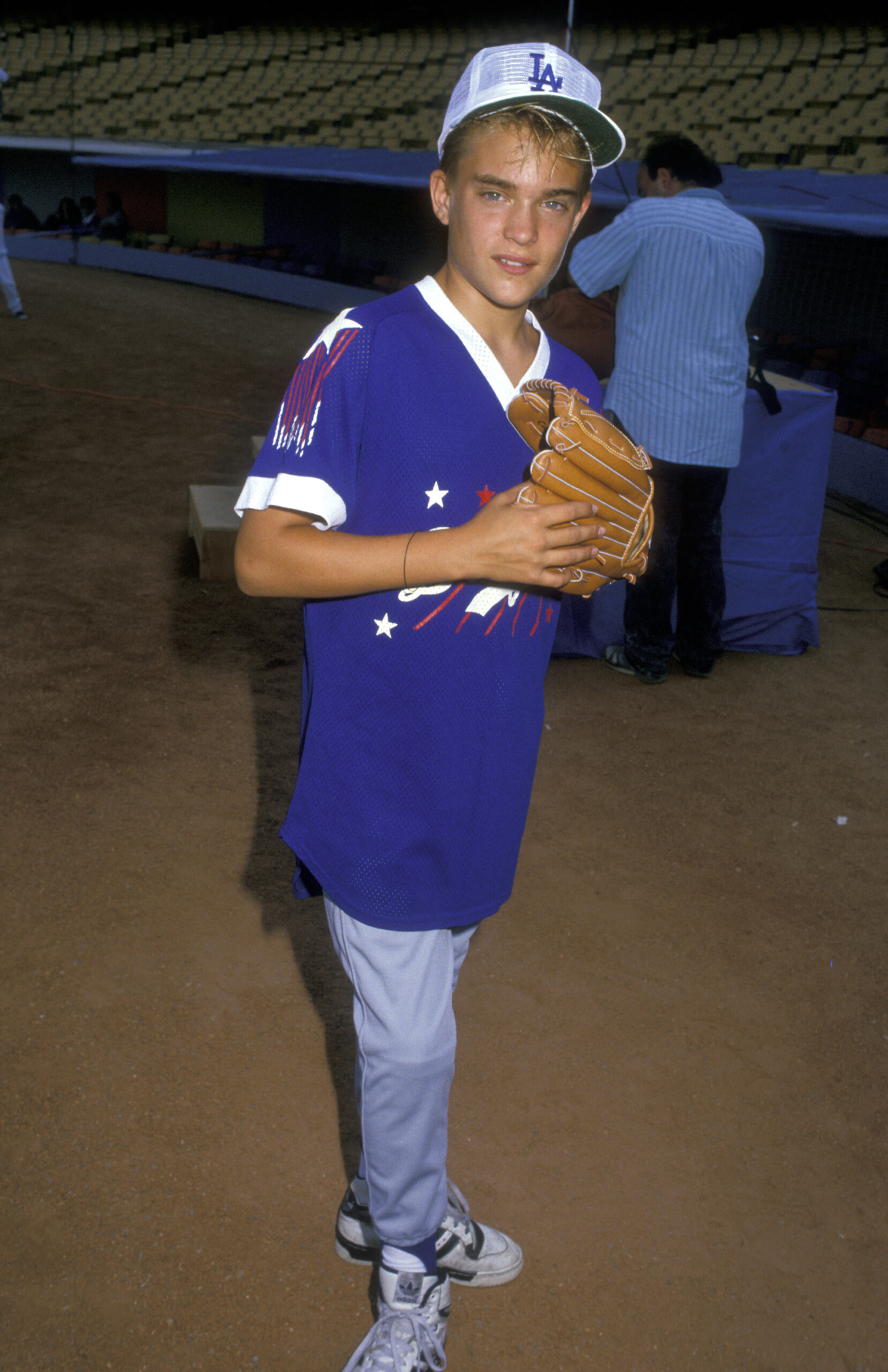 The teen star at the "Hollywood Stars Night" at Dodger Stadium in Los Angeles in 1988