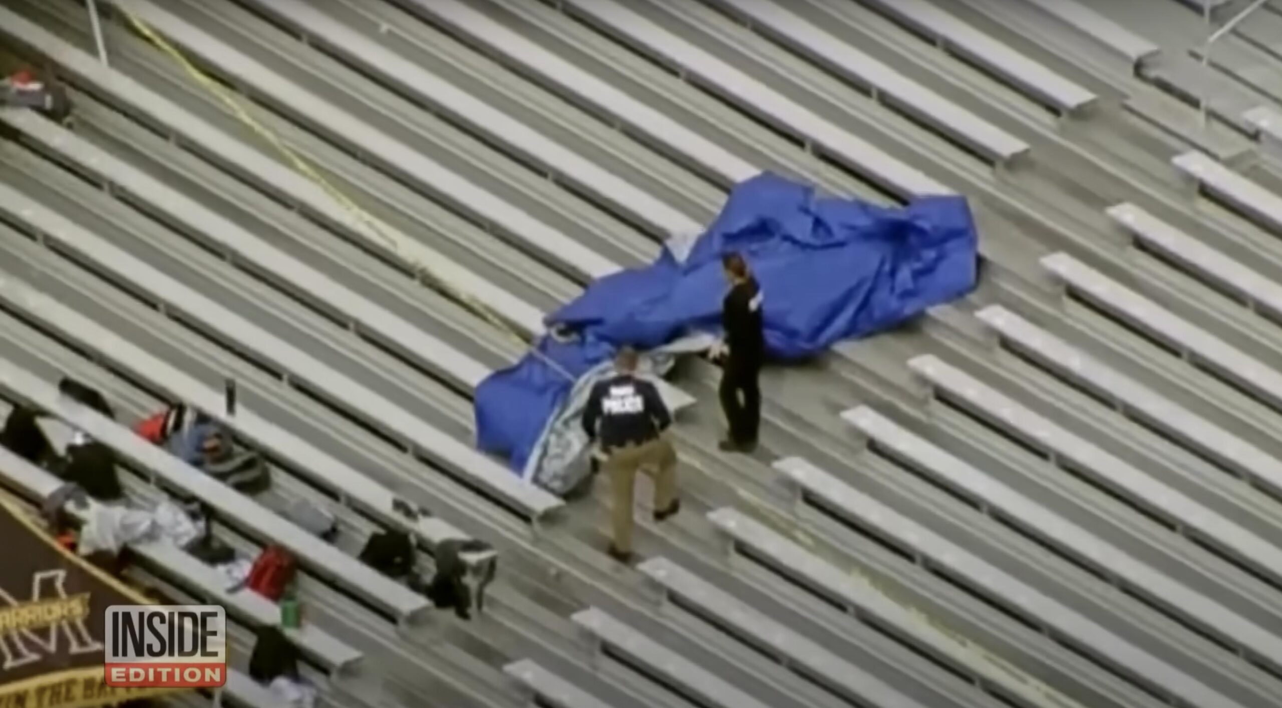 The bleachers at Kuykendall Stadium, where Austin Metcalf was stabbed dated, April 9, 2025