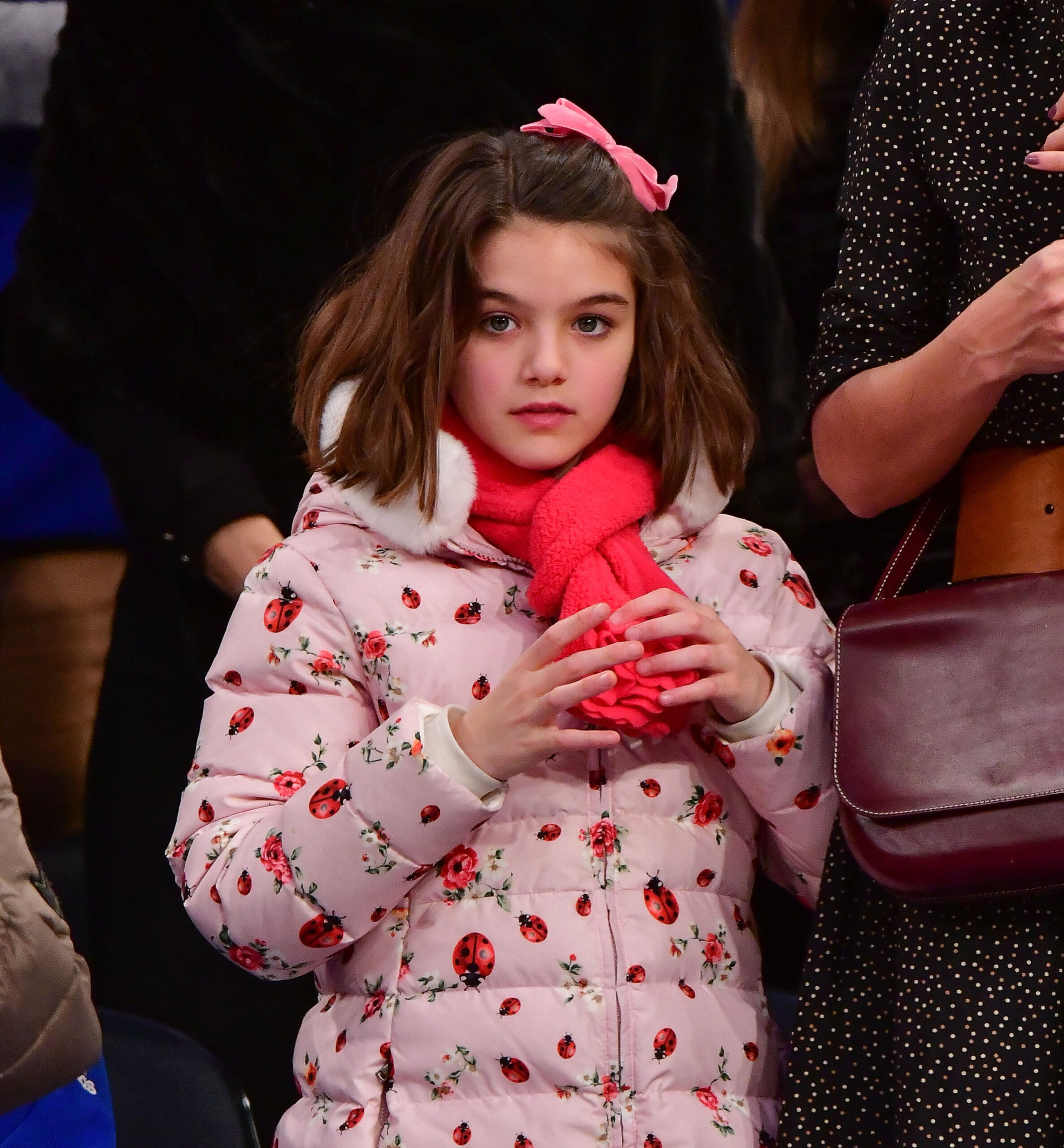 Suri Cruise at a basketball game at Madison Square Garden on December 16, 2017, in New York City.