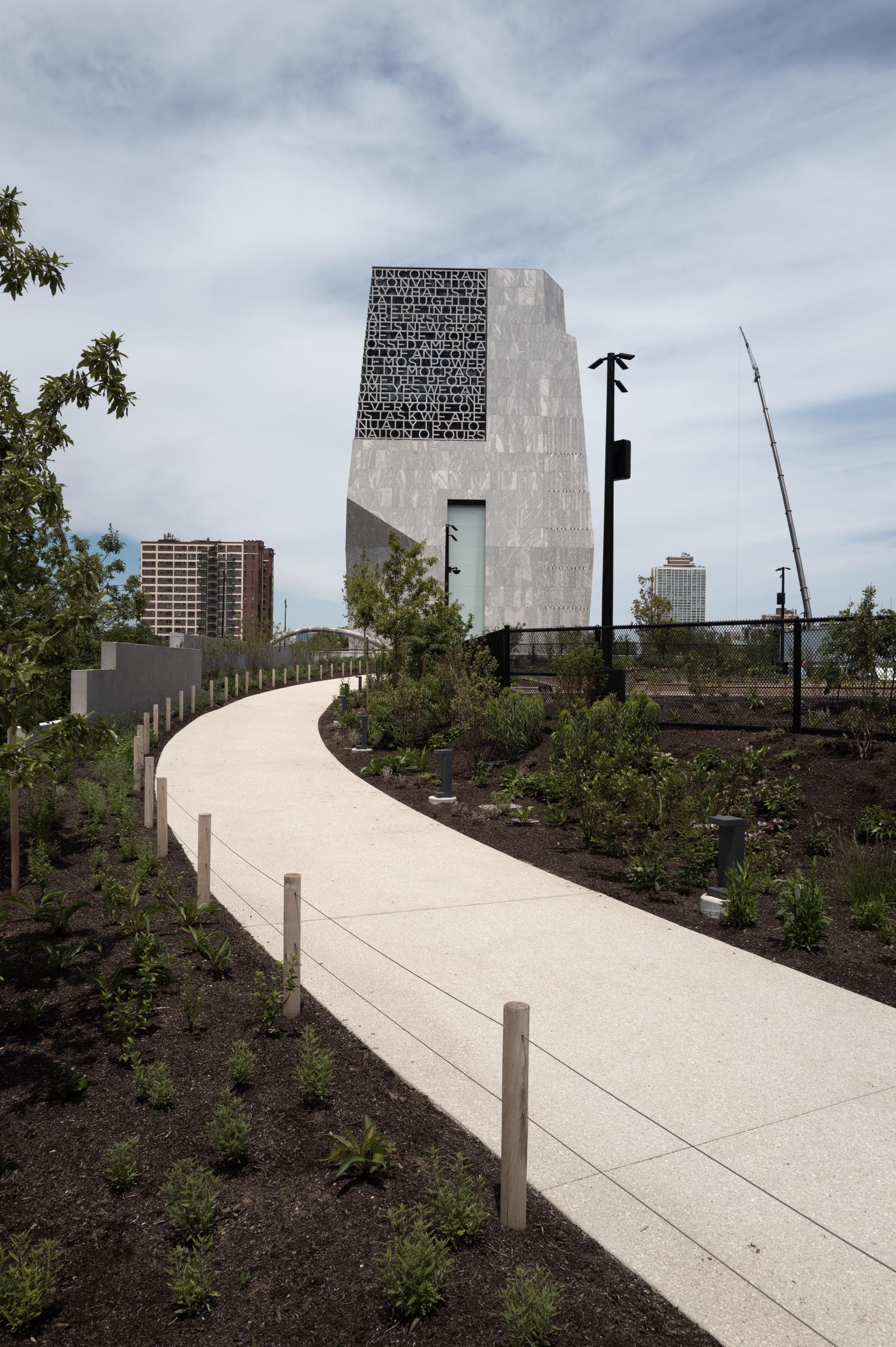 The Obama family gathered to celebrate the opening of a major new landmark on the South Side. In this photo, the museum building rose above the campus at the Obama Presidential Center on June 3, 2026, in Chicago, Illinois.