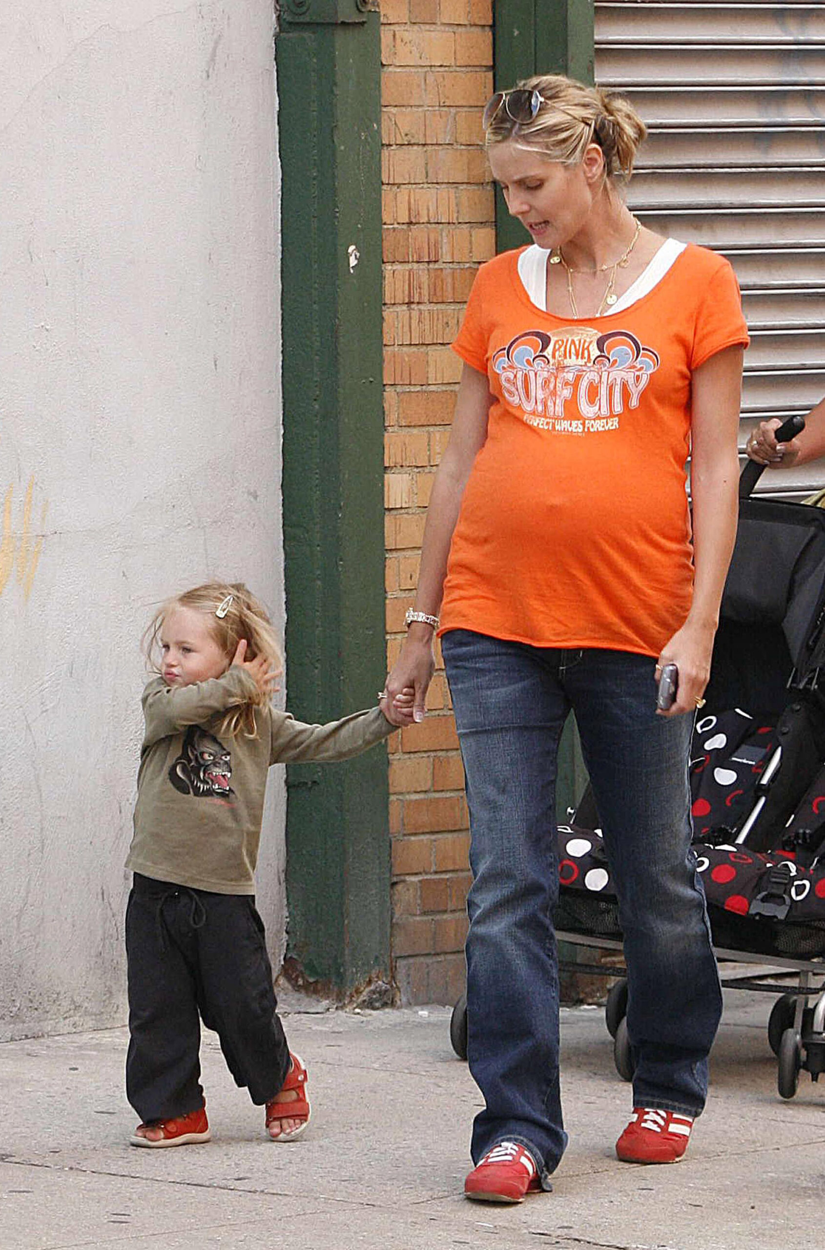 Heidi and Leni Klum spotted in New York City on September 11, 2006.