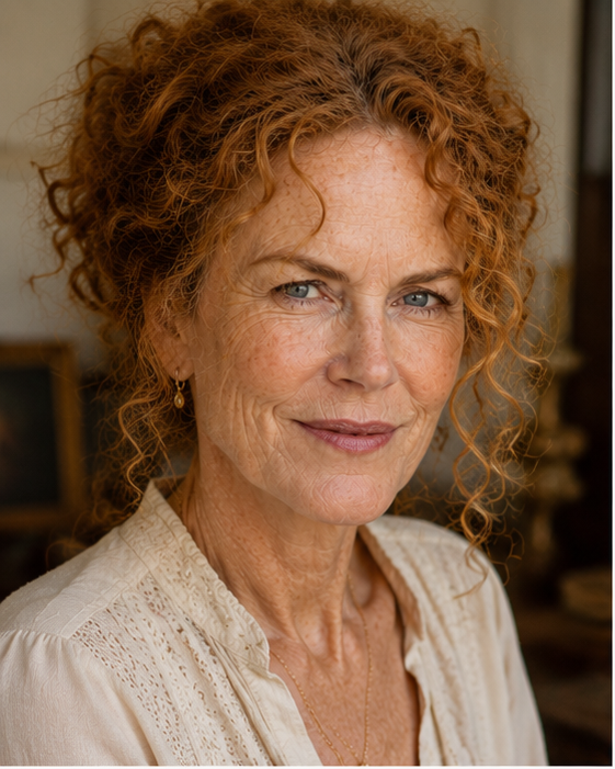 Smiling gently, her face exhibits a completely natural volume depletion in the cheeks, letting her genuine bone structure take center stage without any of the artificial plumpness or lifting seen in the late 2010s.