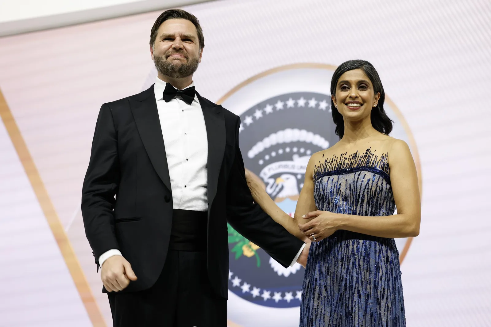 Vice President J.D. Vance and his wife Usha at the Commander-in-Chief Ball on January 20, 2025, in Washington, DC.