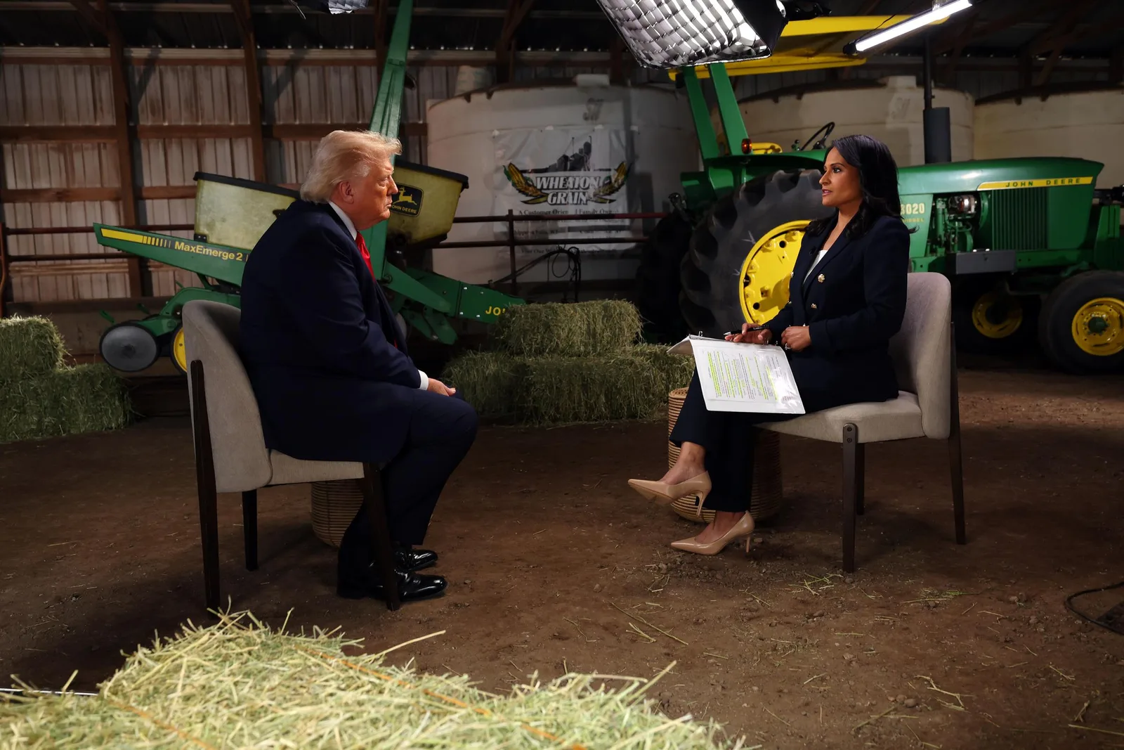President Donald Trump speaks with NBC News moderator Kristen Welker during an interview for "Meet the Press." Trump said his final phone call with Graham came just hours before the senator's death and that Graham had only mentioned feeling tired.