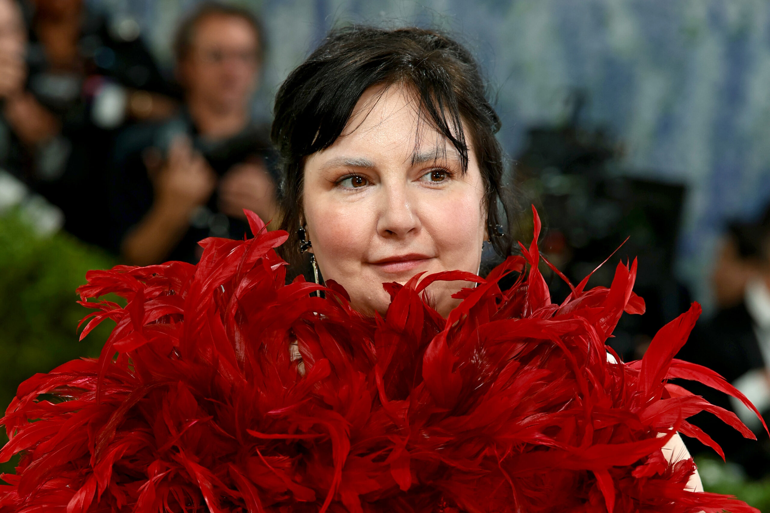 Lena Dunham attends the 2026 Met Gala in New York City. According to the Daily Mail, she gave a speech at Taylor Swift and Travis Kelce's wedding that drew both laughs and gasps from guests. The outlet also reported that Swift later called her friend "a genius."