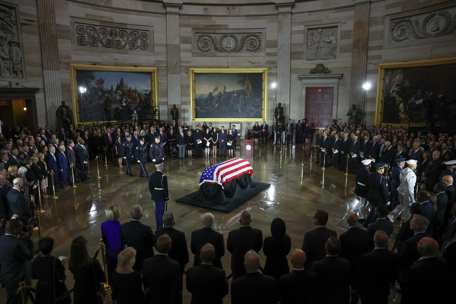 Graham received a rare Capitol Rotunda tribute before his funeral at Washington National Cathedral. The ceremony marked the first stage of a farewell that would later continue in South Carolina.