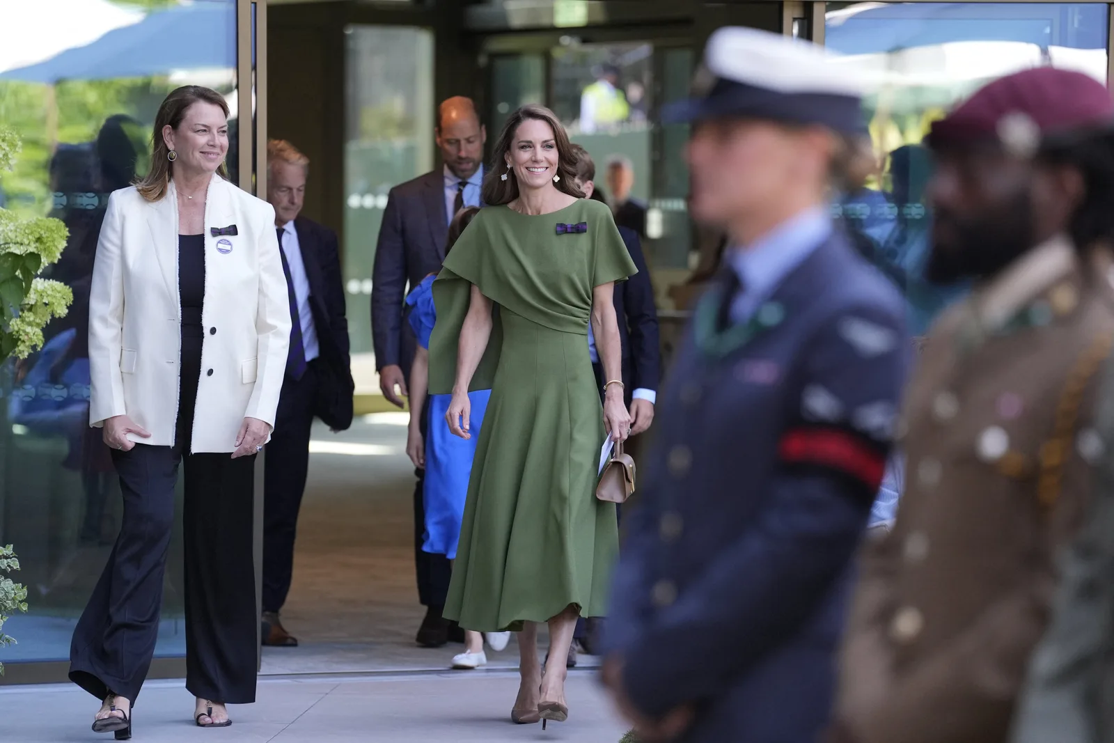 Catherine arrived at Centre Court with Prince William, Prince George, and Princess Charlotte for the men's singles final, but Prince Louis was absent from the family outing.