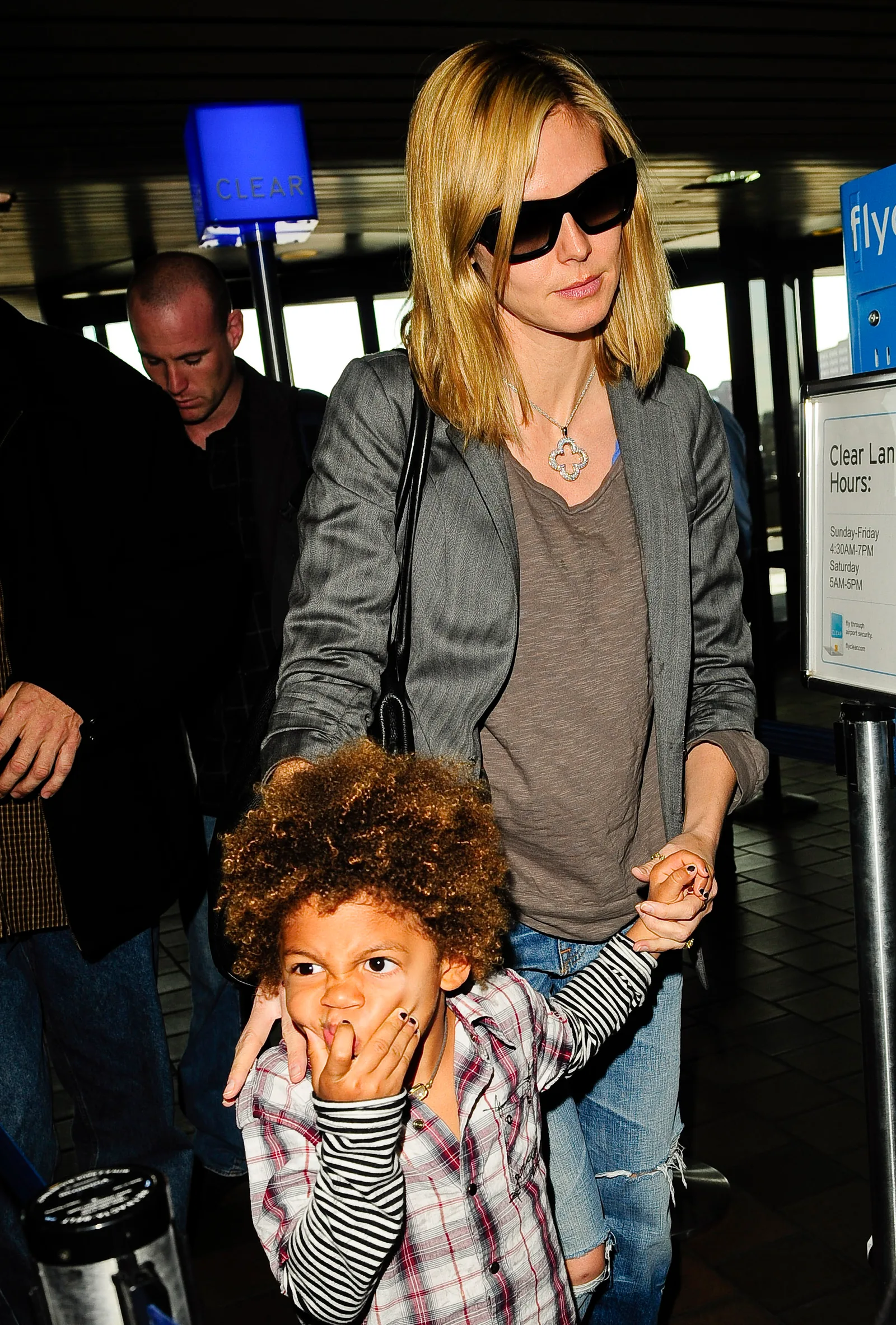 Heidi Klum and her son Henry Samuel seen at the LaGuardia Airport in New York City on April 17, 2009.
