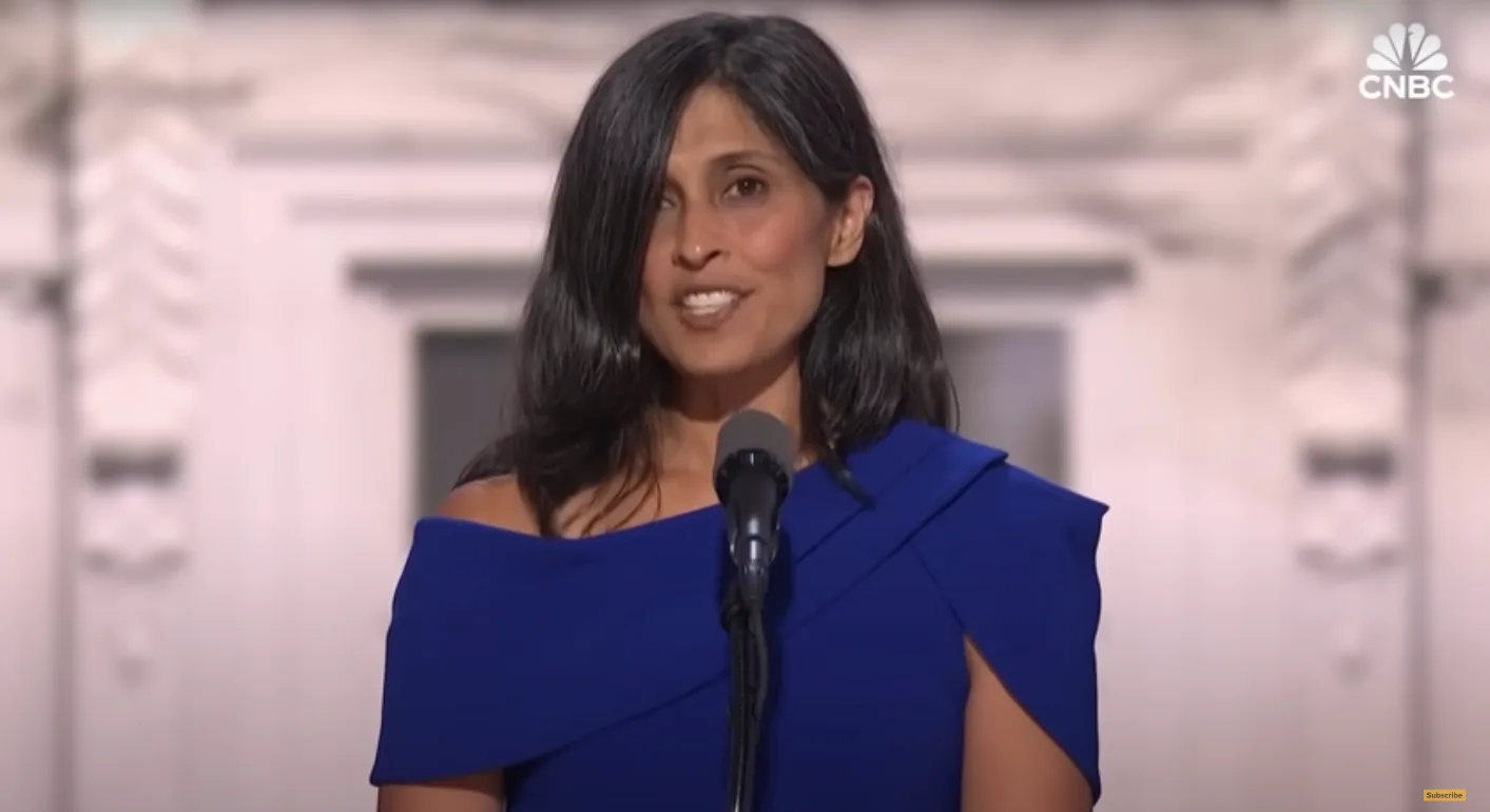 Usha Vance speaking about her husband JD Vance at the Republican National Convention, posted on July 18, 2024.