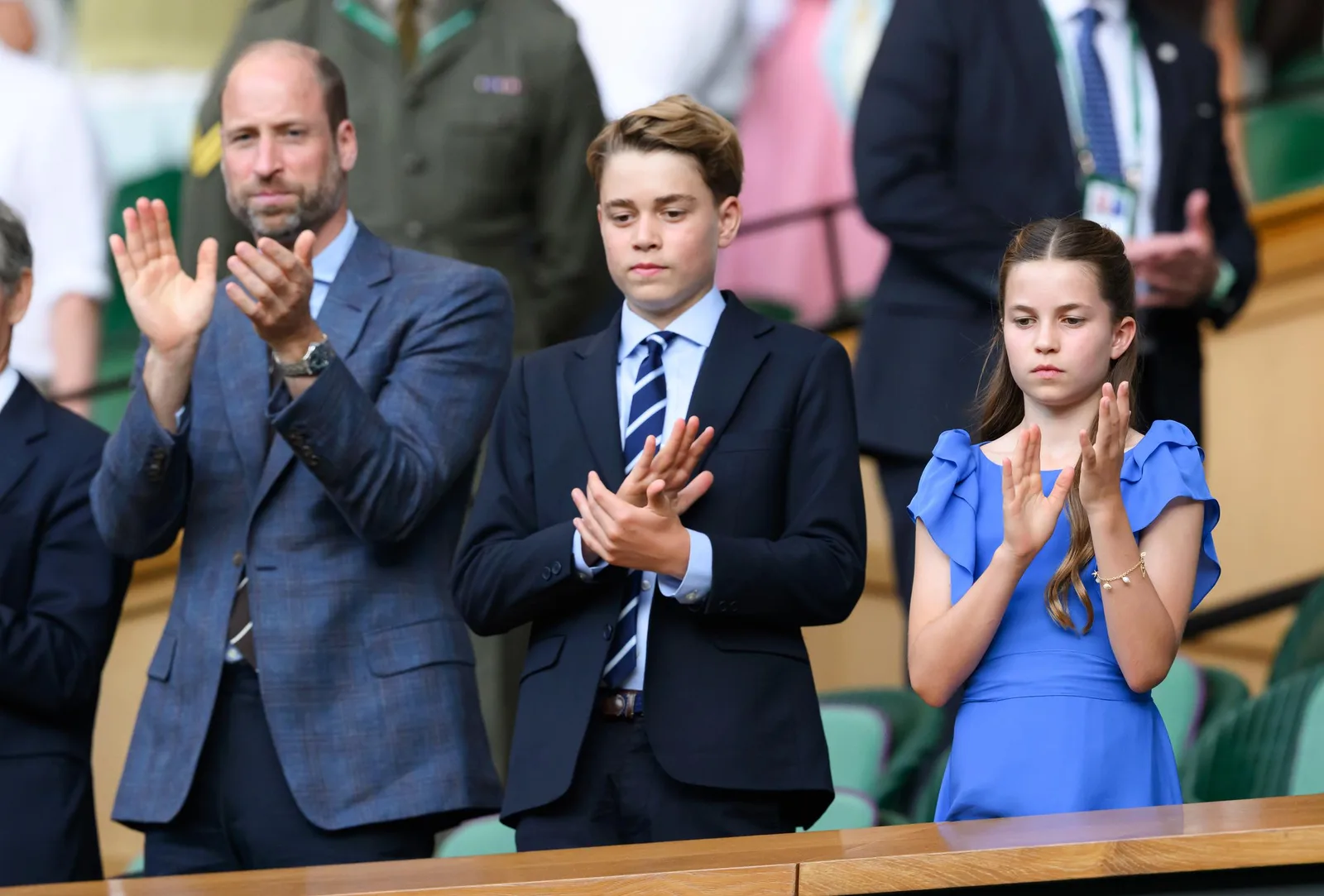 George and Charlotte applauded from the Royal Box alongside Prince William as they watched Jannik Sinner face Alexander Zverev. The young royals remained a focus of attention throughout the match.