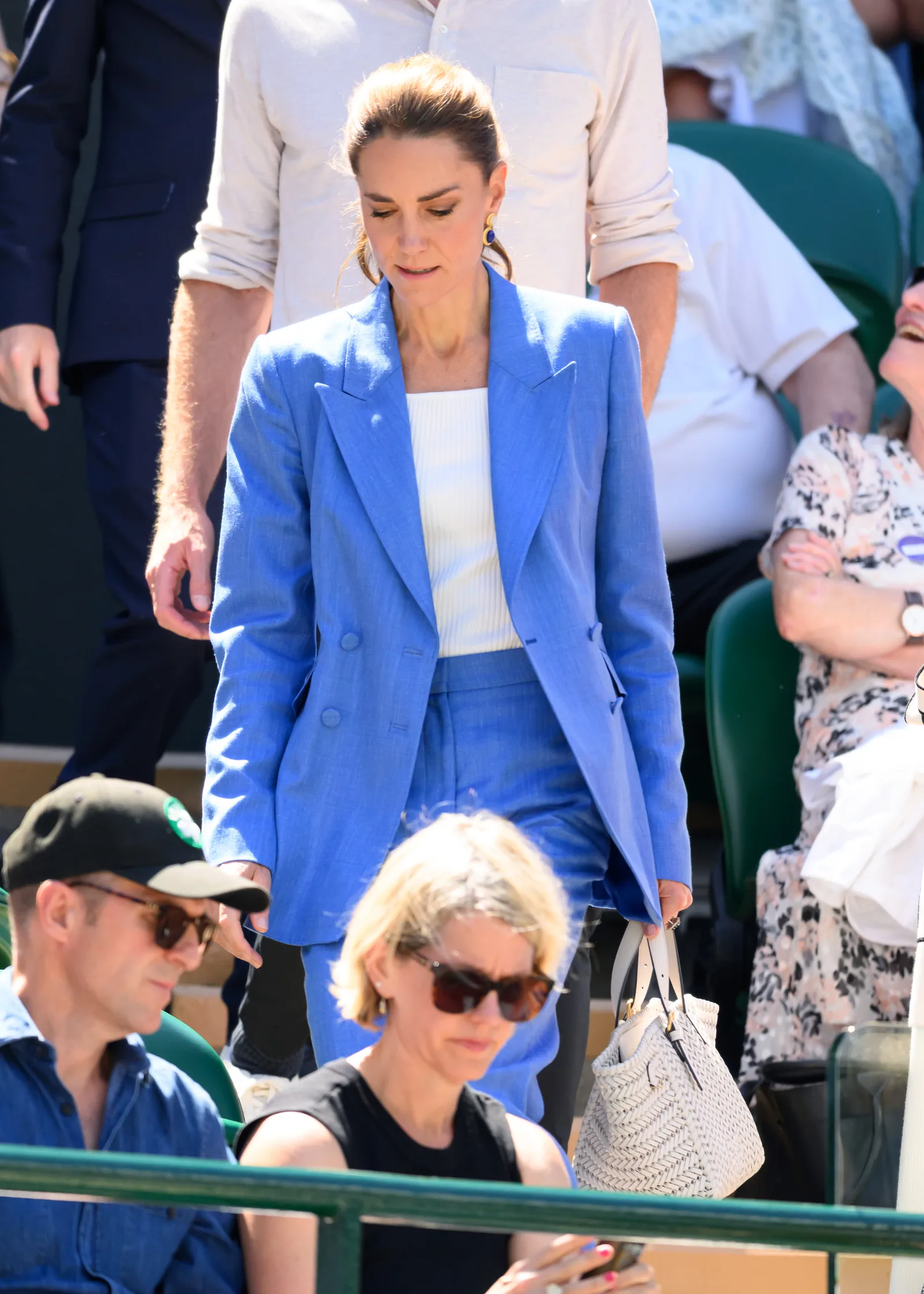 Catherine's first Wimbledon appearance drew attention because she swapped her usual dress for a tailored powder-blue suit. The modern look became one of her most talked-about fashion choices of the tournament.