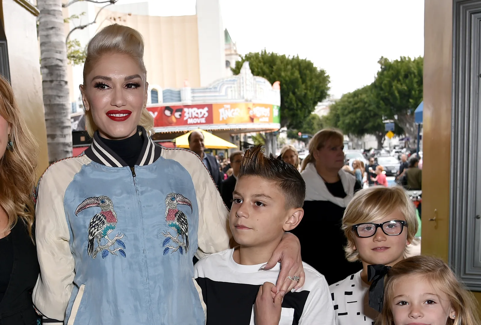 Gwen Stefani enjoyed a fun family day out with her sons Kingston Rossdale and Zuma Rossdale. At this event, they attended the premiere of "The Angry Birds Movie" on May 7, 2016, in Los Angeles, California.