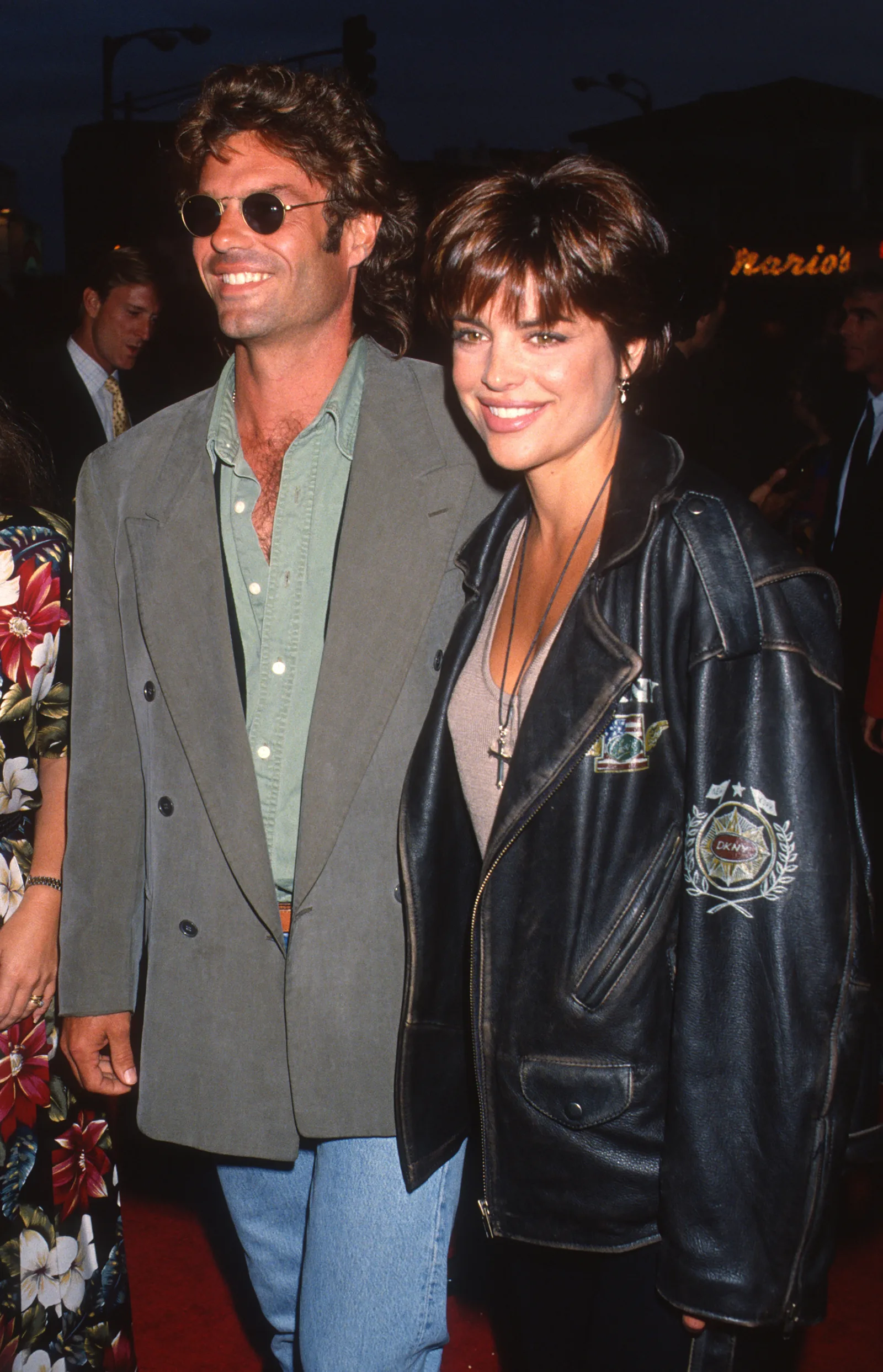 Harry Hamlin and Lisa Rinna at the premiere of "Made in America" in Westwood, California on May 27, 1993.
