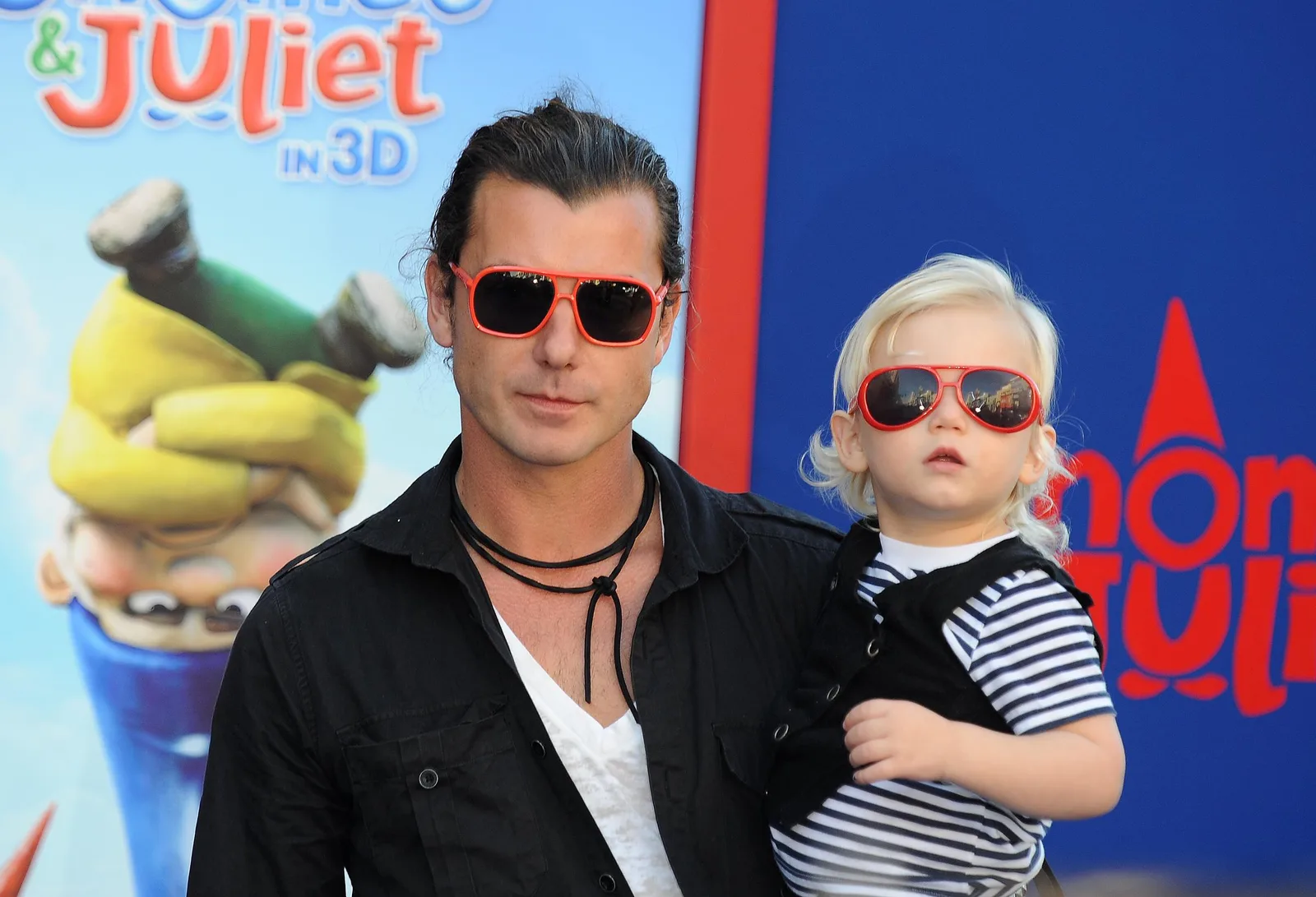Gavin Rossdale held his son Zuma, who showed off his growing features and bright blonde hair. At this event, they attended the world premiere of "Gnomeo & Juliet" at the El Capitan Theatre on January 23, 2011, in Hollywood, California.