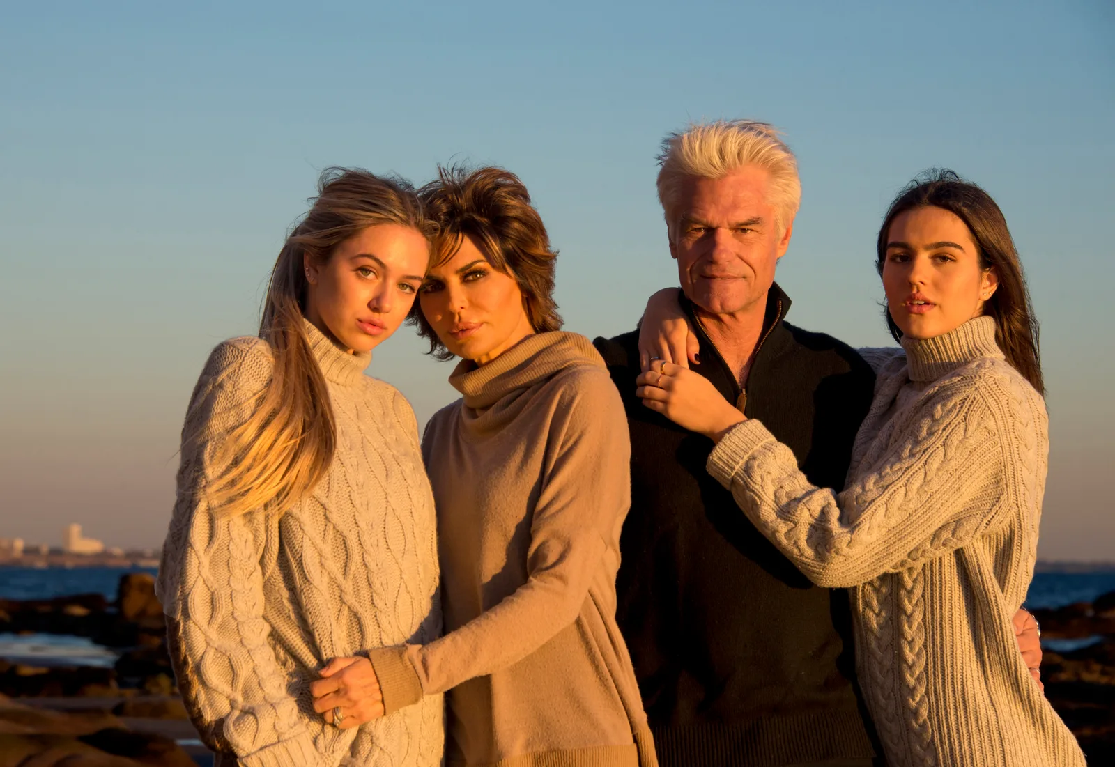 Lisa Rinna and Harry Hamlin with their daughters, Delilah and Amelia Hamlin, in Malibu, California on November 29, 2015.