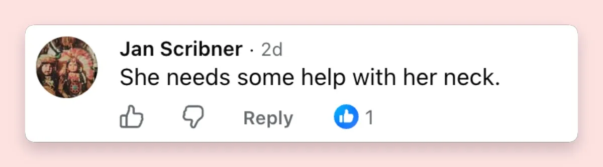 One commenter bluntly wrote, "She needs some help with her neck." The remark was among several appearance-focused reactions that followed Presley's rare outing in Spain.