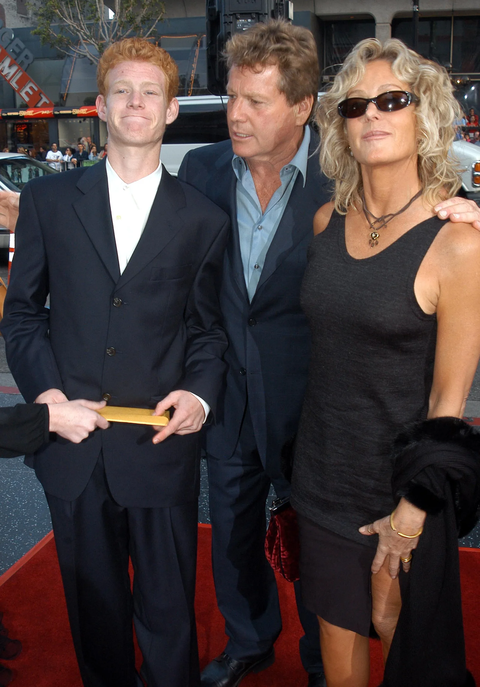 Redmond, Ryan O'Neal, and Farrah Fawcett are pictured at "Malibu's Most Wanted" Los Angeles Premiere on April 10, 2003