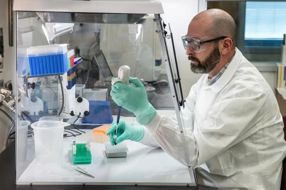 A laboratory scientist conducts testing in a research facility. The FDA and CDC are investigating a multistate Salmonella outbreak linked to recalled shell eggs.