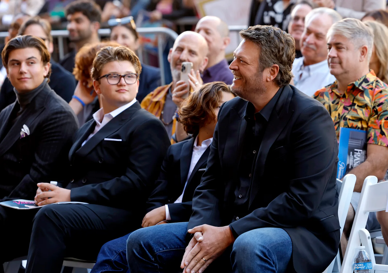 Kingston Rossdale, Zuma Rossdale, Apollo Rossdale, and Blake Shelton proudly supported Gwen Stefani as she was honored with a star on the Hollywood Walk of Fame on October 19, 2023, in Hollywood, California.