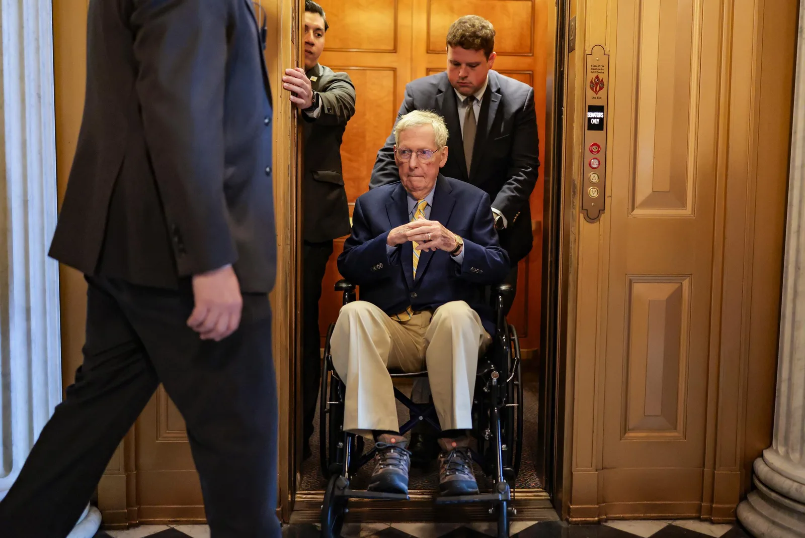 The seven minutes before Mitch McConnell was hospitalized are now the best-documented part of the medical emergency. Emergency dispatch communications trace how first responders reacted between 8:36 a.m. and 8:43 a.m. as the situation unfolded.