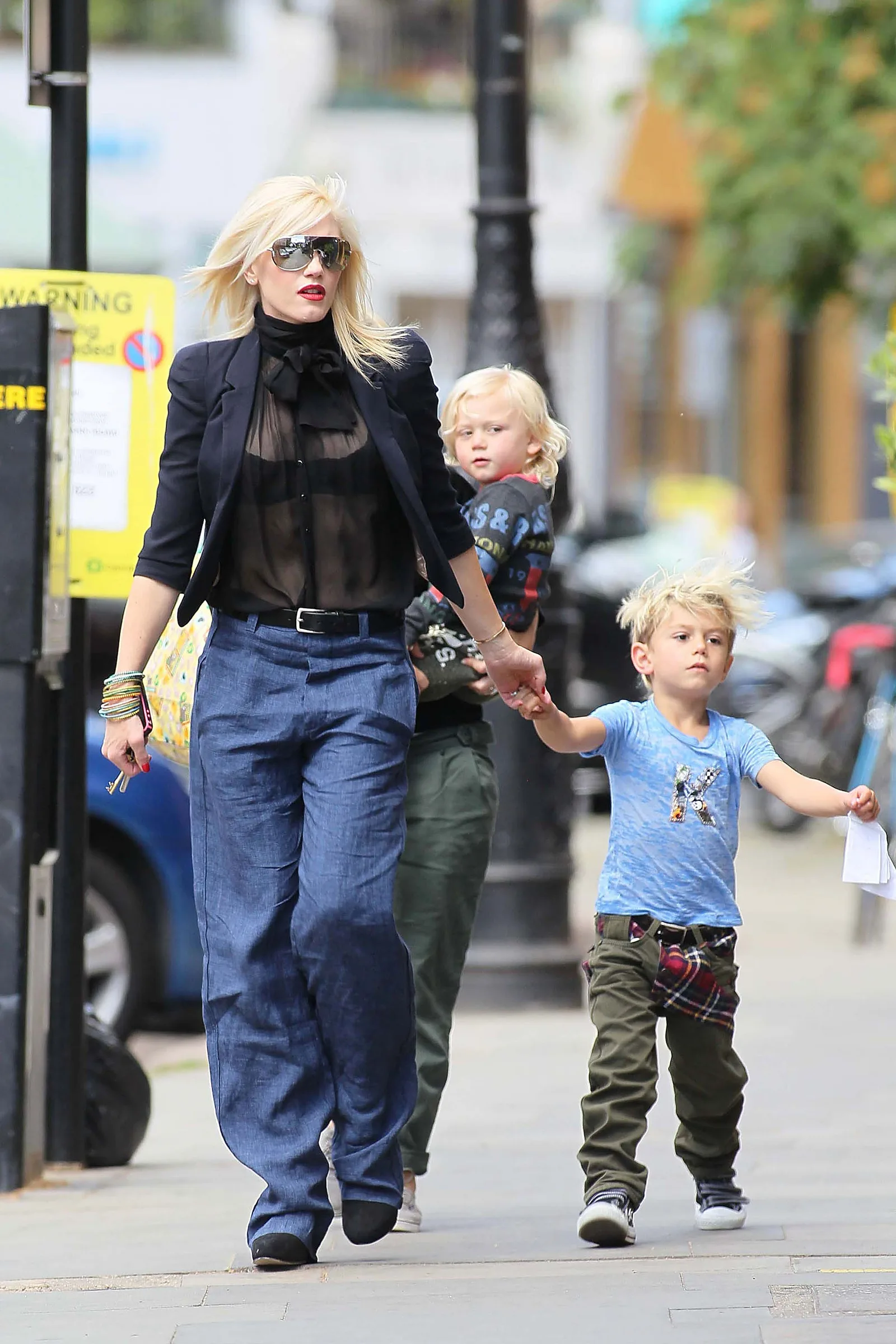 Gwen Stefani enjoyed a casual stroll with her sons Kingston James and Zuma Nesta Rock as they spent time together on May 10, 2011, in London, United Kingdom.