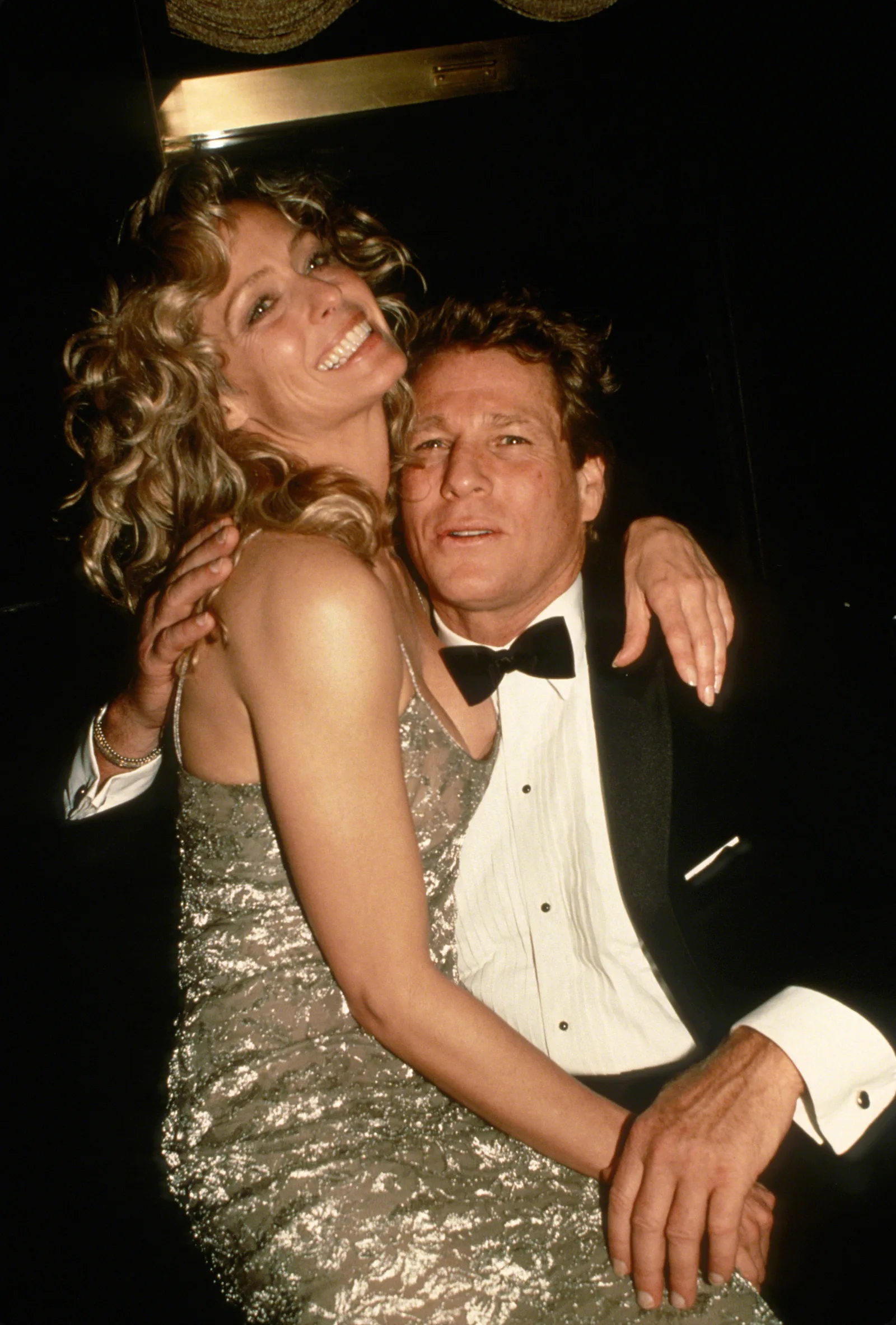 Farrah Fawcett and Ryan O'Neal attend the New York Premiere of "Chances Are," circa 1989, in New York City