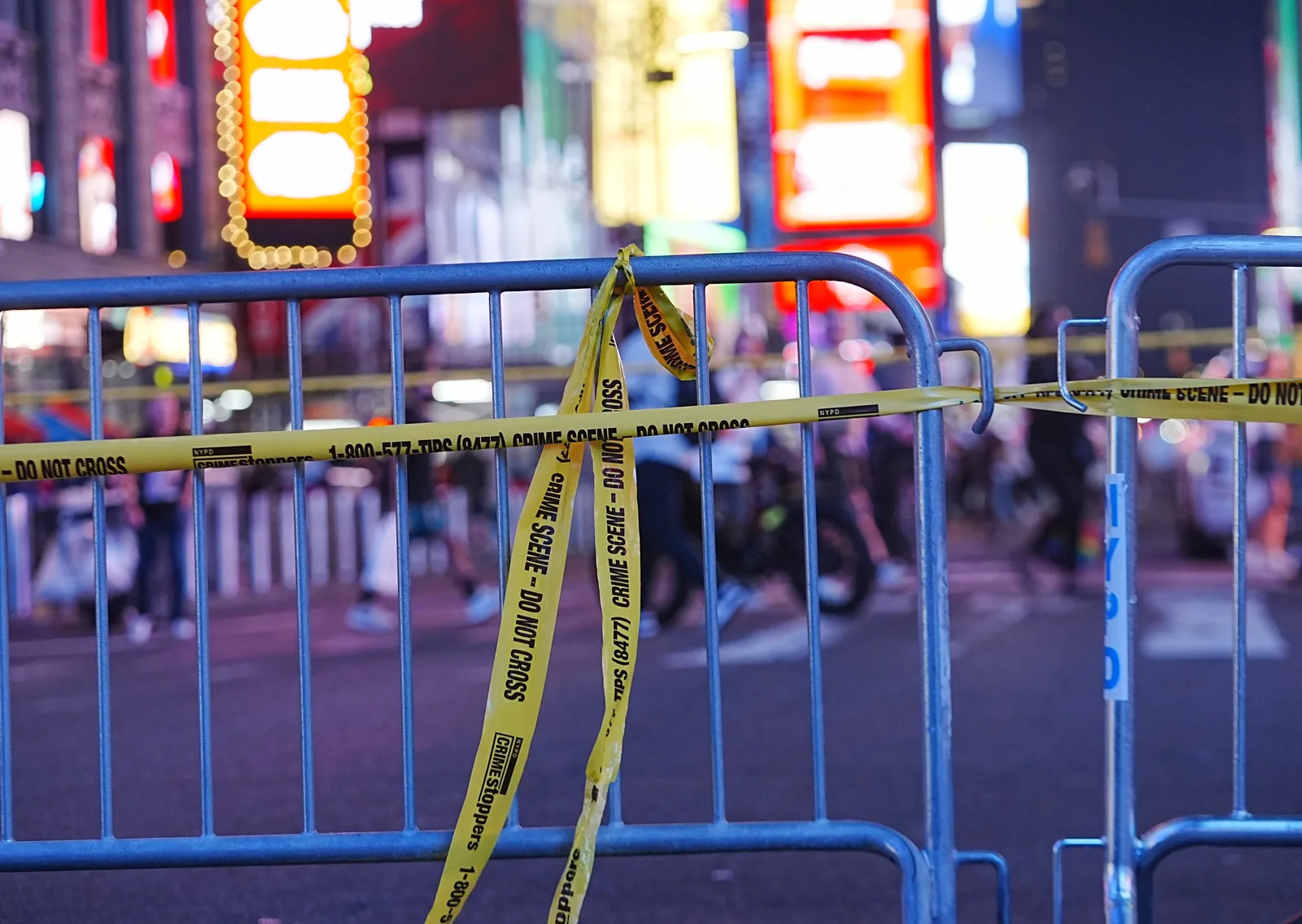 Police tape and barricades marked off part of Times Square after the Monday afternoon stabbing disrupted the busy Midtown district. The scene remained under investigation after two people were stabbed, including 32-year-old Erin Piacenti.